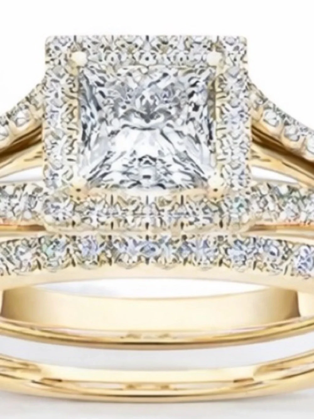 Gold CZ Vacation Ring Waterproof Travel Engagement Style - Picture 4 of 5